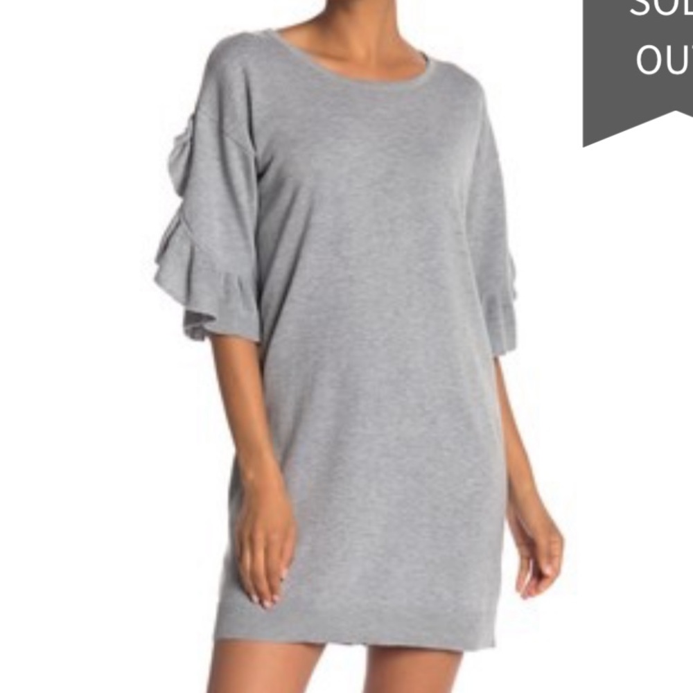 Max studio 3/4 ruffle sleeve sweater dress sz M
